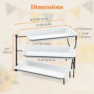 Ba tầng sinh thái thân thiện handmade kim loại phục vụ Khay cho các bên đa mục đích hiển thị thực phẩm - Product Image 2