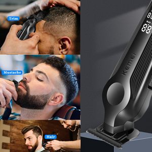 Tondeuse à cheveux sans fil professionnelle, tondeuse à barbe, étanche IPX7, lame en acier inoxydable, affichage LED, puissance électrique réglable - Product Image 1