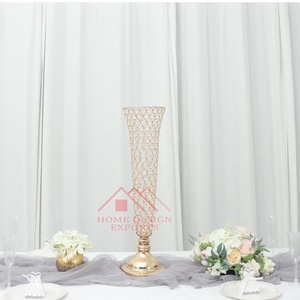 Vase à fleurs trompette en cristal de haute qualité pour décor de mariage Vase à trompette en cristal de dernière conception pour centres de Table de mariage - Product Image 3