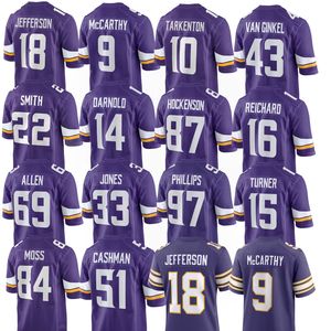 เสื้อฟุตบอลมินนิโซตาปักเย็บแบบใหม่เสื้อเจอร์ซีย์22 SMITH 87 hockenson 9 Mccarthy Vikings - Product Image 1