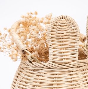 Handmade Round Rattan Flower <b>Basket</b> <b>for</b> Kitchen Use Wholesale Decorative Easter <b>Gift</b> <b>Basket</b> with Fabric and Metal Food Safe - Product Image 5