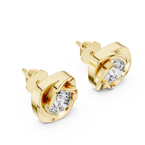Superbes boucles d'oreilles clous originales en or massif 14K avec grand motif tourbillon, serties de diamants de laboratoire taille brillant de 1,80 ct, certifiés IGI, pour soirée - Product Image 3