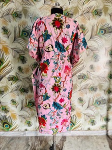 Kaftan Kimono en coton pur à imprimé floral, léger, vêtement de plage d'été, fabriqué à la main, long kaftan, luxe, doux, traditionnel - Product Image 4