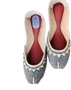 Khussa de hilo gris informal para mujer, ropa informal bordada - Product Image 2