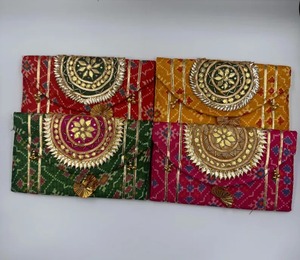 Gota patti shagun ซองจดหมายงานแต่งงานที่ใส่เงินสดกระเป๋าคลัทช์ผ้างานแต่งงานของอินเดีย nikah โปรดปราน haldi ganesh ของขวัญคืน - Product Image 1