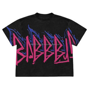 2024 haute qualité personnalisé hommes recadrée Boxy Fit Boxy T-shirt décontracté lavé à l'acide Vintage chemises - Product Image 1