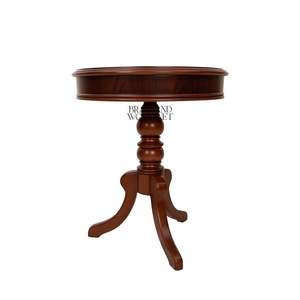 Table d'appoint ronde classique en bois avec base élégante et finition en acajou naturel pour la décoration d'angle du salon à la maison - Product Image 3