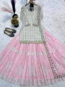 Nouveau haut de fête traditionnel Lehenga avec filet papillon Dupatta et multi-aiguilles Work-Quick Dry Party Wear - Product Image 5