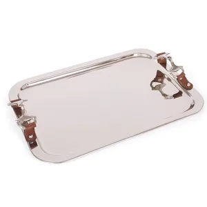 Plateau en métal artisanal avec plateau en métal élégant artisanal pour présentations décoratives Plateau ovale avec combinaison velours Zahid Exports - Product Image 2