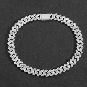 VVS Moissanite Hip Hop Chaîne à maillons cubains 12mm Diamant taille baguette Bijoux glacés pour hommes en argent sterling 925 - Product Image 4