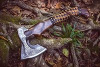 Couteaux MDM AXES, acier à haute teneur en carbone, hache tactique vintage de combat Viking, manche en bois de frêne, lame de 5 pouces