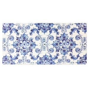 Tappeto Moderno 20x39 Oversize Anti-Fatica Goffrato Floreale POPPY SKETCH TILE BLU Lavabile Ammortizzato in Gomma Schiuma PU PVC - Product Image 1