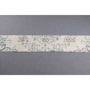 พรมขนาด 2x10 ฟุต, พรมตุรกีโบราณ, พรมขนสัตว์สีเขียวสไตล์โอเรียนทัล - Product Image 3