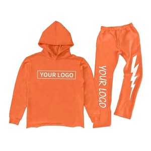 Vente en gros de combinaisons de jogging en coton coupe ajustée pour l'hiver streetwear pour hommes ensembles de pantalons de survêtement et de sweat à capuche survêtement empilé - Product Image 3