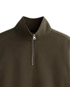 เสื้อสเวตเชิ้ตผ้าฟลีซสีเขียวแบบซิปครึ่งตัวสำหรับผู้ชาย ฤดูหนาว อุ่น นุ่ม คอสูง สวมใส่สบาย ทรงหลวม แขนยาว แฟชั่น เสื้อพูลโอเวอร์ - Product Image 4