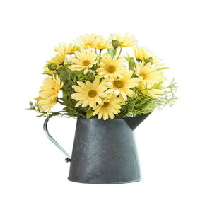 Ensemble de deux pots à plantes au design admirable, en métal doré, avec support, pour la décoration de jardin - Product Image 2