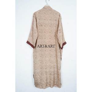 Luxury Silk Kimono Robe Loungewear Gift Elegant Boho Festival Wear Daily Wear Sexy Handmade Vintage Sari 3/4 Sleeve Beach Summer - Product Image 5