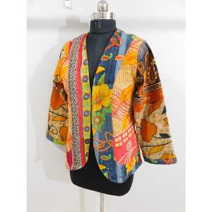 Chaqueta Corta Acolchada de Invierno Vintage, Transpirable, de Algodón Kantha, con Estampado Floral Tejido a Mano, Vestido de Fiesta para Mujer - Product Image 2