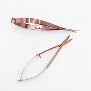 Vente en gros ciseaux à ressort professionnels pour cils en acier inoxydable massif couleur or rose ciseaux à ressort pour cils personnalisés - Product Image 2