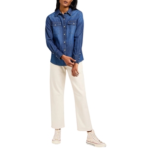 Camisa Vaquera Entallada para Mujer, Manga Larga, Cierre de Botones, Silueta Entallada, Suave, Transpirable y Elegante - Product Image 4