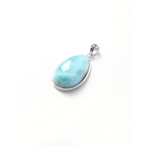 Pendentif artisanal en larimar plaqué rhodium, style religieux, cadeau - Product Image 3