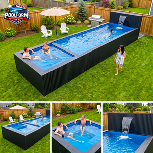 Piscina Elevada de Dos Zonas con Spa y Chorros de Masaje, Kit de Piscina Prefabricada Moderna de Fibra de Vidrio - Product Image 2