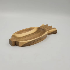 Bandeja de Servir Ovalada de Madera Huhipro Deluxe, Pintada en Color Natural, Antideslizante, para Uso en Interiores y Exteriores, Portátil para Sala de Estar, Vietnam - Product Image 1