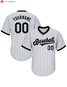 Logotipo cosido personalizado, nombre y número, cuello en V, camiseta de béisbol para hombres, mujeres, jóvenes, ropa deportiva transpirable a rayas - Product Image 1