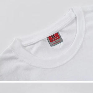 100% T-shirt en coton blanc uni avec logo OEM pour hommes - Product Image 4