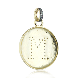 จี้เพชรเม็ดกลมทำด้วยมือทำจากเงิน925สีเหลืองนำโชคเริ่มต้นขายส่ง - Product Image 3