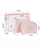 Nouvelle conception, sac de voyage cosmétique mini tendance en vinyle écologique avec fermeture éclair, ensemble de sacs de rangement pour soins de la peau et maquillage