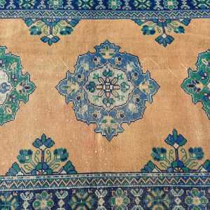 Alfombra de 4.1x11.5 pies, Alfombra Turca Vintage, Alfombra de Lana Azul - Product Image 5