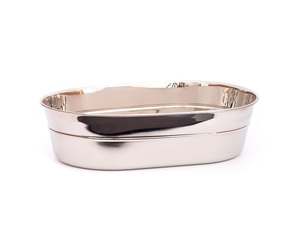 Bañera ovalada de acero inoxidable ecológica de primera calidad SS202 grado 23x14x8 cm plato de Metal para servir alimentos para pulir - Product Image 1