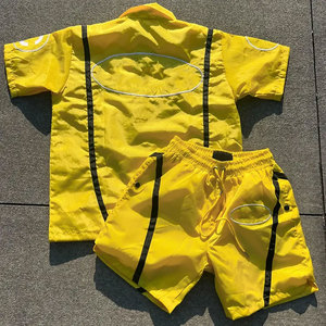 Fabricación OEM de manga larga de verano de nailon 100% poliéster de dos piezas chaqueta y jogging deportes cortavientos pantalones cortos conjuntos para hombres - Product Image 6