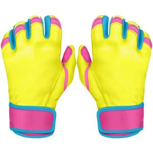 Guantes de bateo de béisbol de cuero de alta calidad para hombre Tamaño personalizado y puño corto con opciones de logotipo y color - Product Image 2