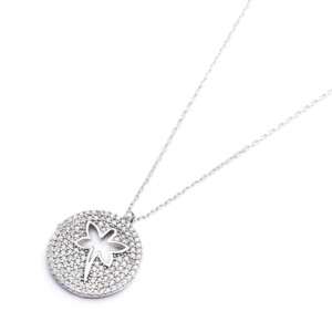 Colgante de Plata de Ley 925 Hecho a Mano en Turquía con Diseño de Libélula y Circonita Transparente, Venta al por Mayor - Product Image 2
