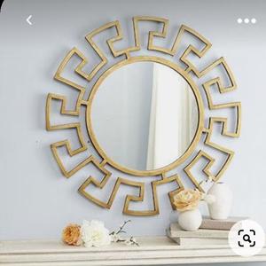 Espejo de baño geométrico metálico Elegance, Espejos decorativos dorados montados en la pared para el hogar, Hotel, sala de estar, decoración de hierro - Product Image 4