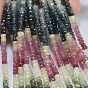 3-4mm perles de rondelle à facettes multi-saphir naturel pour la fabrication de bijoux perles de pierres précieuses en vrac de saphir au prix d'usine indien - Product Image 3