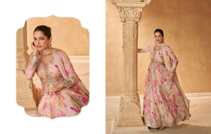 Traje Anarkali completamente cosido de tela Chinon con estampado Digital de varios colores Premium con Dupatta perfecto para la temporada de bodas - Product Image 3