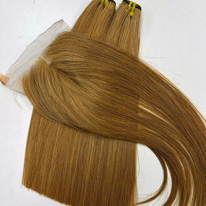 Prix de gros 100% brut vierge vietnamien dentelle humaine trame os droit couleur caramel clair Super Double Drawn Extensions de cheveux - Product Image 1