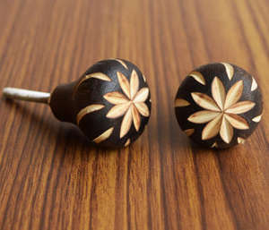 Bajo costo redondo al por mayor de flores de madera, grabado de la perilla de gabinete pequeño tamaño real perillas de cajón de cerámica manija del Gabinete de muebles - Product Image 2