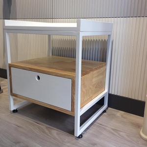 Modern Design <b>Bedside</b> <b>Cabinet</b> Iron Frame and Rubber Wood TDG68030 - Product Image 5