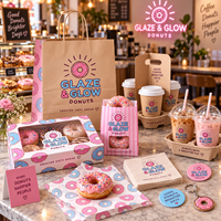 Emballages de marque AT PACK pour les boutiques de beignets avec des boîtes à beignets personnalisées, des sacs en papier, des gobelets à café et des solutions de vente à emporter