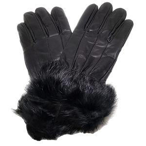 Gants en cuir tricotés avec fourrure de lapin véritable pour femmes, vente en gros, gants thermiques d'hiver pour le cyclisme, les activités de plein air et le quotidien - Product Image 2
