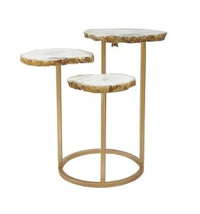 Table basse vintage de style unique avec finition antique en métal et marbre Table d'appoint de canapé en métal au design luxueux à prix abordable - Product Image 2