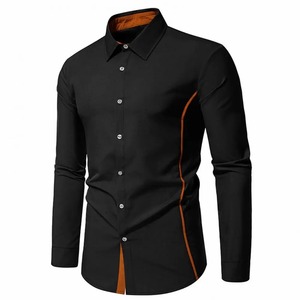 Camisa de algodón 2025 para hombre, camisa de manga larga de Color sólido de alta calidad para hombre, camisas informales con cuello vuelto de primavera para hombre, Top de viaje - Product Image 1