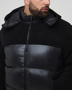 Blouson d'hiver personnalisé pour homme, col montant, polyester brillant, tissu polaire à bulles, poches latérales, imperméable, coupe-vent - Product Image 2