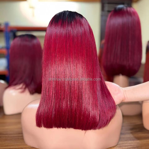 Perruque frontale en dentelle rouge bordeaux droite à partir de 100% cheveux humains vietnamiens bruts donneur unique et cheveux vierges - Product Image 1