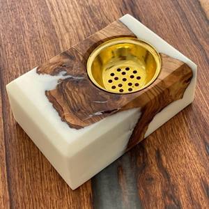 Handmade Epoxy Resin Bakhoor Trending Rectangle <b>Tealight</b> Burner Indian Ramadan Special Trending Epoxy Wooden Round Bakhoor Gift - Product Image 4