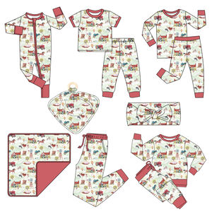 Pigiama per bambini di alta qualità con cerniera in morbida stampa di bambù, produttore di tute alla moda per bambini, Boutique <span class=keywords><strong>Store</strong></span> personalizzato - Product Image 1